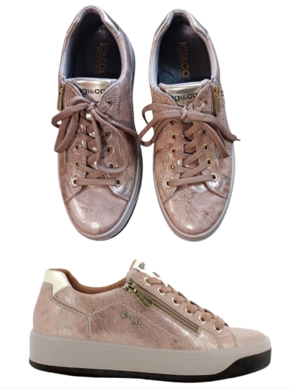 Igi&Co Donna AVA Metallic Leather Fashion Sneaker